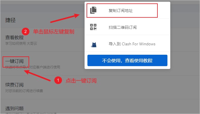 Clash 节点订阅地址界面
